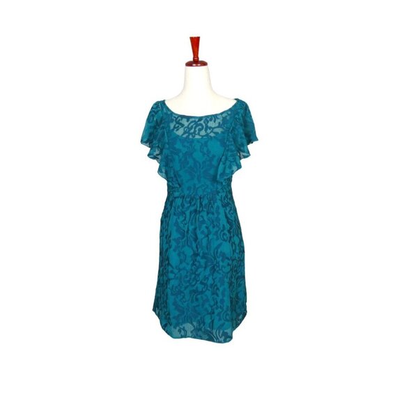 Anthropologie Moulinette Soeurs Flutter Sleeve Scrollwork Over Slip Dress #872 - Picture 1 of 6